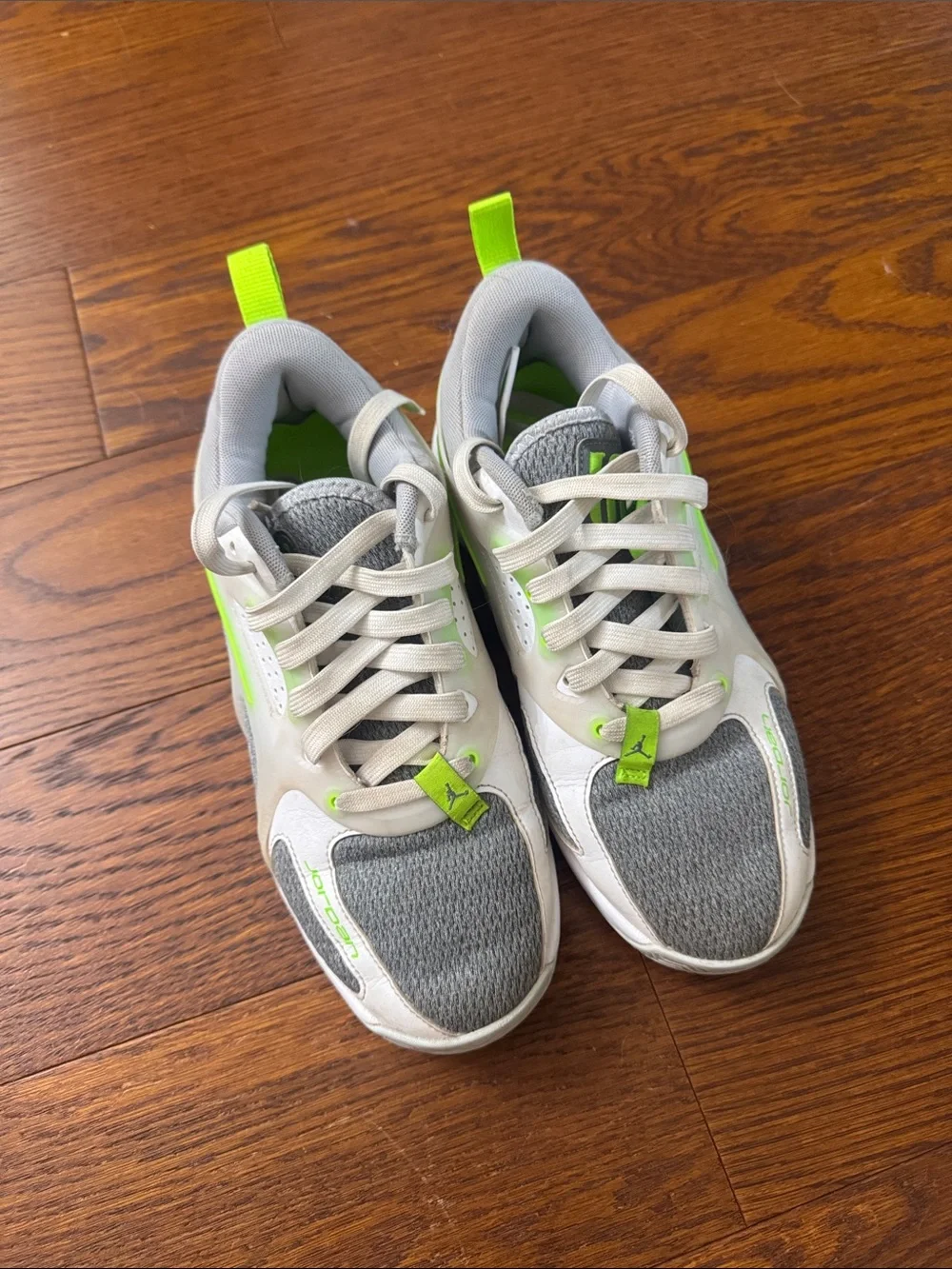 Jordan Kids' Gray and Neon Green Athletic Sneakers